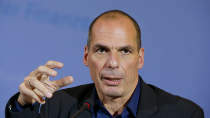 Greek Finance Minister Yanis Varoufakis addresses a news conference following talks with German Finance Minister Wolfgang Schaeuble, at the finance ministry in Berlin February 5, 2015.