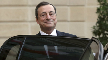 European Central Bank (ECB) President Mario Draghi leaves the Elysee Palace in Paris, after a 2013 meeting with French President Francois Hollande.