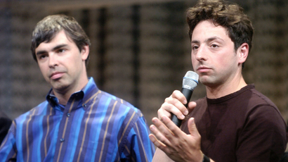 Google co-founders Sergey Brin (right) and Larry Page, circa 2007.