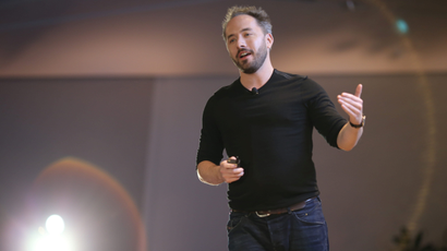 Drew Houston, Chief Executive Officer and founder of Dropbox, on stage in 2017
