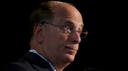  Larry Fink, chief executive officer of BlackRock, stands at the Bloomberg Global Business forum in New York.