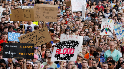National School Walkout: Protestors rally outside the Capitol urging Florida lawmakers to reform gun laws, in the wake of a mass shooting at Marjory Stoneman Douglas High School, in Tallahassee, Florida, U.S.