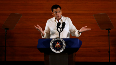 Philippine President Rodrigo Duterte speaks