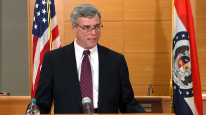 St. Louis County Prosecutor Robert McCulloch announces the grand jury's decision not to indict Ferguson police officer Darren Wilson in the Aug. 9 shooting of Michael Brown, an unarmed black 18-year old, on Monday, Nov. 24, 2014, at the Buzz Westfall Justice Center in Clayton, Mo. (AP Photo/St. Louis Post-Dispatch, Cristina Fletes-Boutte, Pool)