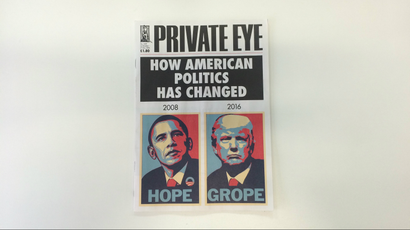 the latest cover of British satirical magazine, Private Eye.