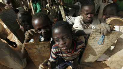 Sudanese children at a refugee camp outside of El Fasher, near Darfur.