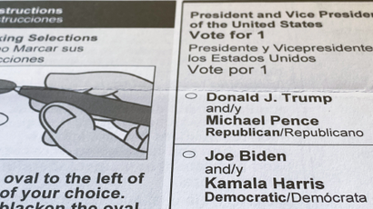 A 2020 US presidential election ballot