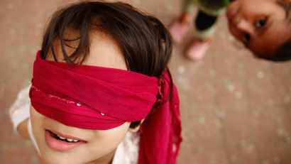 China economy blindfolded child