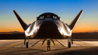 The Sierra Nevada Corporation's Dream Chaser spacecraft on the runway in 2014.