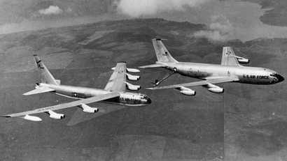B-52 bomber being refueled by KC-135 tanker in 1965