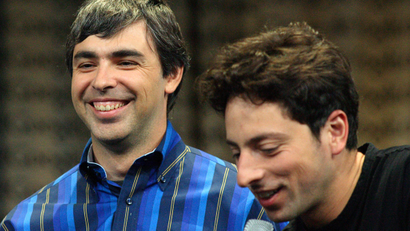 Google co-founders Larry Page (L) and Sergey Brin in 2006