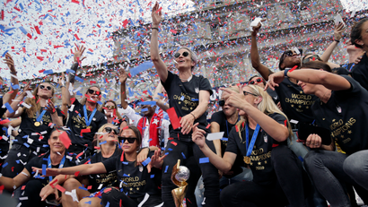 US women's soccer team celebrates World Cup win