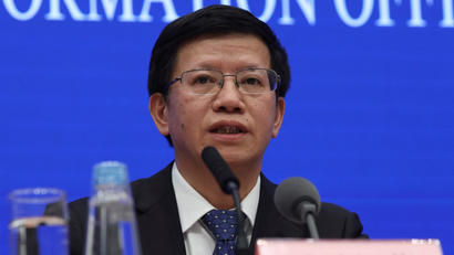 Wu Yanhua, vice chairman of China's national space agency, at a press in January.