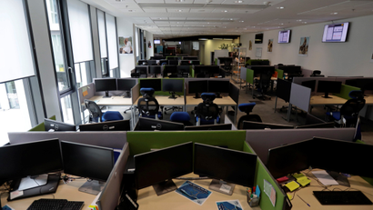An empty open office workspace