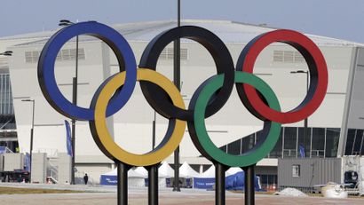 In this April 4, 2017, file photo, Olympic rings are seen in front of Gangneung Hockey Center in Gangneung, South Korea. With five months to go before the opening ceremony of the Pyeongchang Winter Olympics, organizers are desperate to sell more tickets in a country where the Games have failed to dominate national conversation amid an upheaval in domestic politics and a torrent of North Korean missile launches.