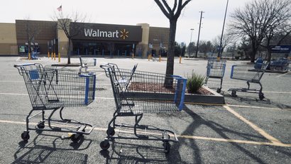 A vacant Walmart is pictured as water is released from the Lake Oroville Dam after an evacuation was ordered for communities downstream from the dam in Oroville, California, U.S.
