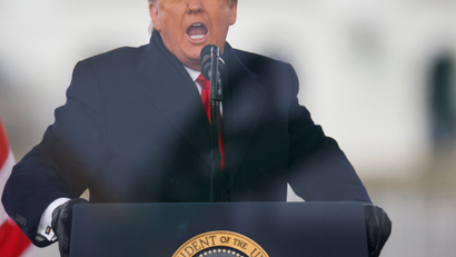 U.S. President Donald Trump speaks during a rally to contest the certification of the 2020 U.S. presidential election results by the U.S. Congress, in Washington, U.S, January 6, 2021.