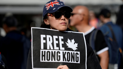 Supporters hold a rally in solidarity with Hong Kong protesters, in Vancouver, British Columbia, Canada September 29, 2019.