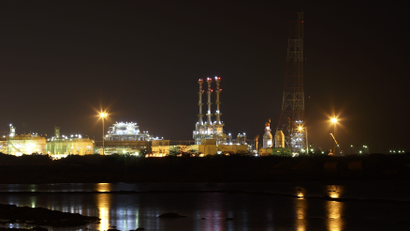 Reliance Industries KG-D6's oil production facility located in the Indian state of Andhra Pradesh