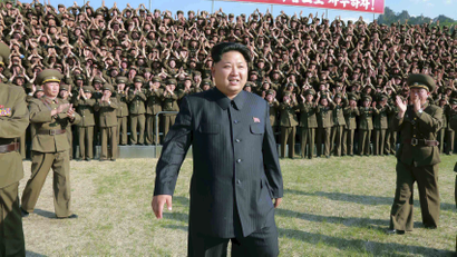 North Korean leader Kim Jong Un makes an inspection at the commanding headquarters of the 264 Combined Forces, in this undated photo released by North Korea's Korean Central News Agency (KCNA) in Pyongyang on May 24, 2015.