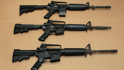 Three AR-15 assault rifles