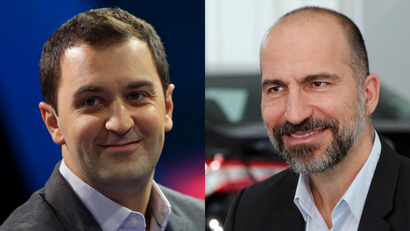 Lyft president John Zimmer and Uber CEO Dara Khosrowshahi