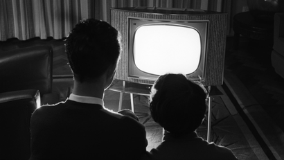 A couple watching TV, Bickley, Kent, 15th September 1960.