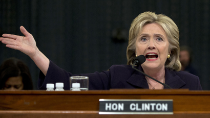 Hillary Rodham Clinton testifies on Capitol Hill in Washington, Thursday, Oct. 22, 2015
