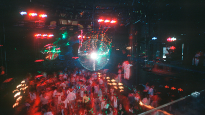 A view of dancers at the popular nightclub Studio 54 circa 1978 in New York City.