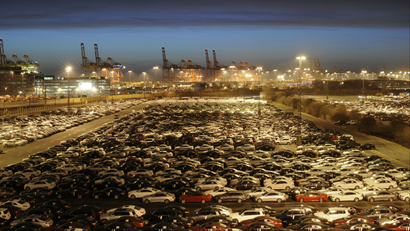 Cars sitting at a port