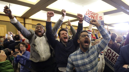 Supporters of Democratic candidate for U.S. Senate Doug Jones