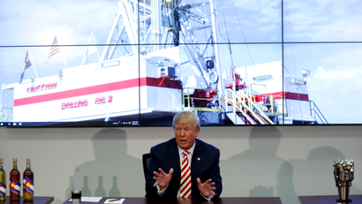 Republican presidential candidate Donald Trump speaks during a roundtable meeting with energy executives, Tuesday, Oct. 4, 2016, in Denver.