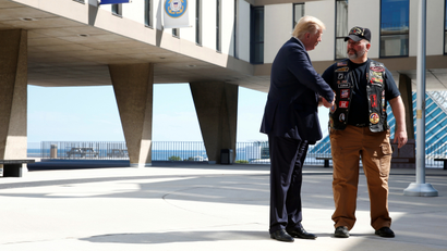 Republican U.S. presidential nominee Donald Trump visits the Milwaukee County War Memorial Center in Milwaukee, Wisconsin August 16, 2016.
