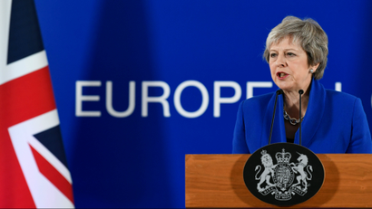 Britain's Prime Minister Theresa May attends a news conference after an extraordinary EU leaders summit