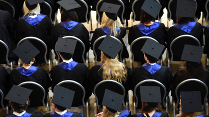 Students attend their graduation ceremony at the HSBA in Hamburg
