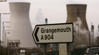 Grangemouth refinery sign.