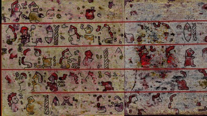 Recently revealed images of Codex Selden, an ancient Mexican document