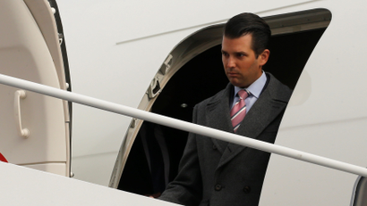 U.S. President-elect Donald Trump's son Donald Trump Jr. arrives ahead of the inauguration with his father aboard a U.S. Air Force jet at Joint Base Andrews, Maryland, U.S. January 19, 2017.