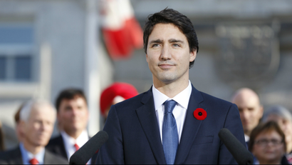 Trudeau looking into distance