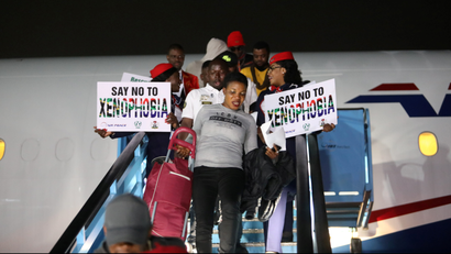 Nigerians, who were evacuated from South Africa after xenophobic attacks on foreign nationals, arrive at Lagos airport, Nigeria September 11, 2019.