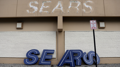 FILE PHOTO: A dismantled sign sits leaning outside a Sears department store one day after it closed as part of multiple store closures by Sears Holdings Corp in the United States in Nanuet, New York, U.S., January 7, 2019. REUTERS/Mike Segar/File Photo - RC14FA16C0A0