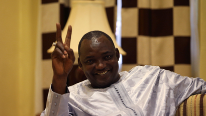Gambian president-elect Adama Barrow poses for a photo after an exclusive interview with Reuters in Banjul, Gambia, December 12, 2016.