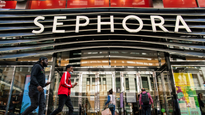 People enter a Sephora store in New York City, New York, U.S., May 20, 2021.