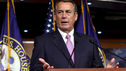 House Speaker John Boehner of Ohio speaks during a news conference on Capitol Hill in Washington, Wednesday, July 29, 2015. An effort by a conservative Republican to strip Boehner of his position as the top House leader is largely symbolic, but is a sign of discontent among the more conservative wing of the House GOP. On Tuesday, Rep. Mark Meadows of North Carolina, who was disciplined earlier this year by House leadership, filed a resolution to vacate the chair, an initial procedural step