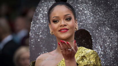 Actress Rihanna poses for photographers upon arrival at the premiere of the film 'Ocean's 8' in London, Wednesday June 13, 2018. (Photo by Vianney Le Caer/Invision/AP)