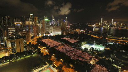 Candle vigil for Tiananmen anniversary in Hong Kong