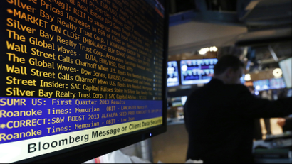 Bloomberg terminal displaying a list of headlines.