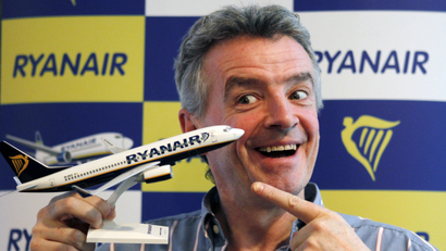 Ryanair Chief Executive Michael O'Leary poses for a photo after a news conference.