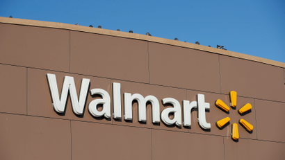 Walmart's logo is seen outside one of its stores