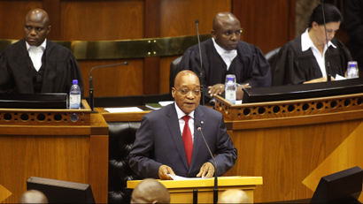 South African President Jacob Zuma speaks in the South African Parliament